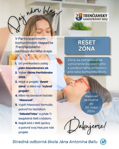 Podporte vznik "Reset zóny" – hlasovanie za nový rozpočet TSK spustené! Je to ZADARMO - nestojí vás to nič (iba za kúsok Vášho času)